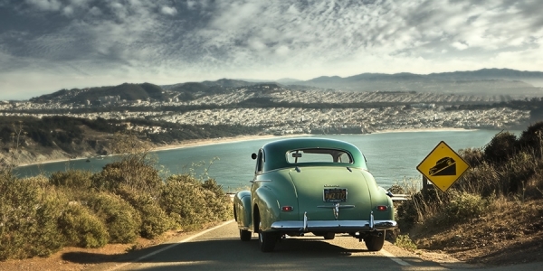 Photograph Tom Penpark 1940 Chevy on One Eyeland
